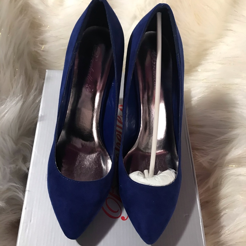 4 inch Blue Suede Heels